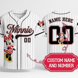 Minnie Baseball Jersey Unisex Custom Name And Number Personalized Matching Family Vacation Outfit Minnie Shirt Gifts