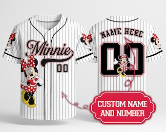 Minnie Baseball Jersey Unisex Name und Nummer Personalisierte passende Familienferien Outfit Minnie Shirt Geschenke