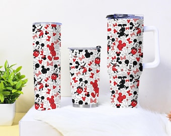 Vaso de Mickey Mouse, adorable taza de viaje con dibujos animados, taza de café delgada con aislamiento de 40 oz y 20 oz, regalo divertido del personaje.