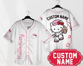 Personalized Hello Kitty Baseball Jersey Custom Name Hello Kitty Baseball Shirt Hello Kitty Jersey Hello Kitty Lover Hello Kitty Shirt