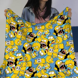 Simpsons Fleece Blanket – Funny Cartoon Throw Blanket for Kids & Adults – Cozy Gift Blanket for Fans