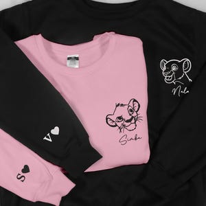 Personalized Couple Sweatshirt Embroidered Animal Couple Lovely Lion King Characters embroidered Sweatshirt Gifts