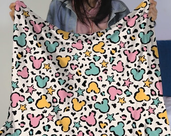 Pastell Micky Maus Fleece Decke - Niedlicher Cartoon Überwurf für Kinder, Baby Fleece Decke, weiches, gemütliches Bettwäsche Geschenk