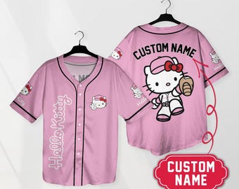 Personalized Hello Kitty Baseball Jersey Custom Name Hello Kitty Baseball Shirt Hello Kitty Jersey Shirt Hello Kitty Lover Hello Kitty Shirt