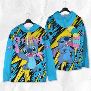 Stitch Hoodie Shirt Cartoon Vintage Hoodie Shirt Birthday Gifts