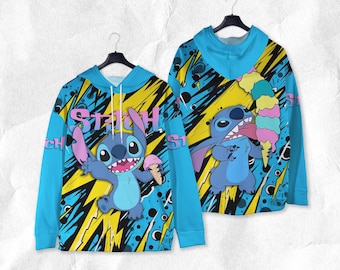 Stitch Hoodie Shirt Cartoon Vintage Hoodie Shirt Birthday Gifts