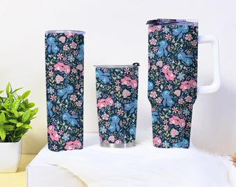 Vaso de Stitch, taza de pareja adorable, vaso floral de Disney, taza de café térmica, vaso de ángel