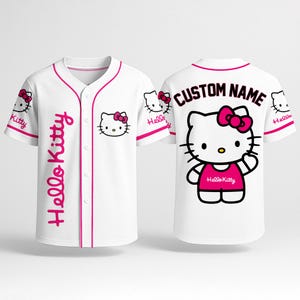 Camiseta de béisbol personalizada de Hello Kitty. Camiseta de béisbol de Hello Kitty con nombre personalizado. Camiseta de Hello Kitty para amantes de Hello Kitty. Camiseta de Hello Kitty. Regalos. imagen 1