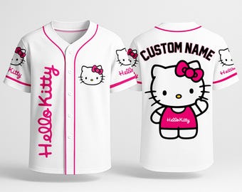 Personalized Hello Kitty Baseball Jersey Custom Name Hello Kitty Baseball Shirt Hello Kitty Lover Hello Kitty Jersey Hello Kitty Shirt Gifts
