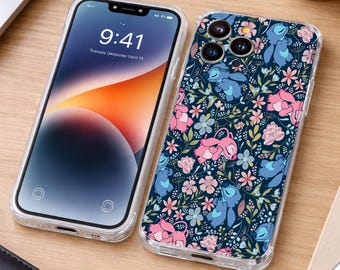 Stitch Phone Case Cute Floral Cartoon Pattern Samsung iPhone Pixel Case Christmas Halloween Gift Disney Accessories