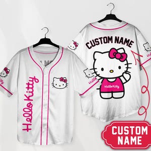 Camiseta de béisbol personalizada de Hello Kitty. Camiseta de béisbol de Hello Kitty con nombre personalizado. Camiseta de Hello Kitty para amantes de Hello Kitty. Camiseta de Hello Kitty. Regalos. imagen 10