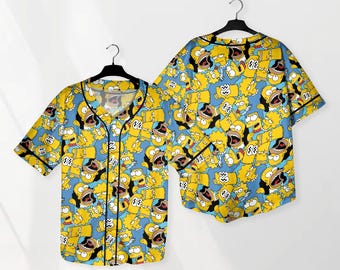 The Simpsons Baseball Jersey Shirt, Cartoon Family Button Up Shirt, Funny Comic Style Unisex Jersey, Simpsons Shirt Gift