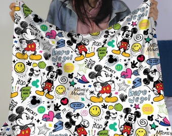 Manta polar de Mickey Mouse: colorida manta de dibujos animados para niños y fans. Un regalo precioso para bebé. Regalos de mantas de Mickey.