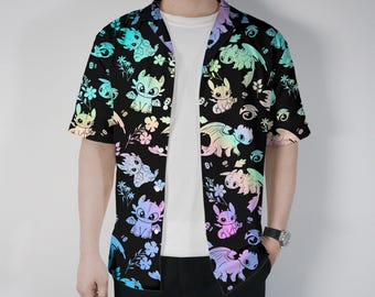Toothless Hawaiian Shirt and Shorts Set – Cute Dragon Outfit for Summer, Unisex 3D Printed Beachwear