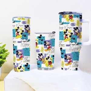 Mickey Mouse Tumbler 40oz 30oz 20oz – Classic Cartoon Stainless Steel Cup with Straw – Disney Travel Mug Gift for Fan