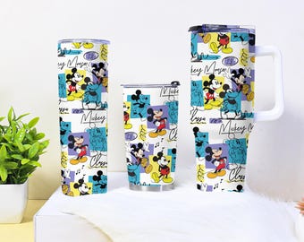Vaso de Mickey Mouse de 40 oz, 30 oz y 20 oz: taza clásica de acero inoxidable con pajita, ideal como regalo de viaje para fans de Disney.