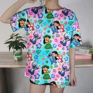 Camiseta de Lilo y Stitch, camiseta tropical hawaiana, divertida camiseta familiar, linda camiseta de Stitch de verano, divertida camiseta de Stitch Alien, camiseta de Lilo y Stitch, regalos