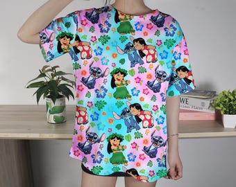 Lilo Stitch T-shirt Aloha Tropical Shirt Funny Family T-Shirt Cute Stitch Summer Funny Tshirt Stitch Alien Shirt Lilo And Stitch Shirt Gifts