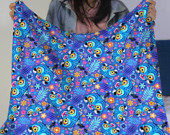 Derpy Tiger Fleece Blanket, Cozy Cotton Throw, Anime Blanket, Blue Tiger Blanket, Funny Anime Blanket Gifts