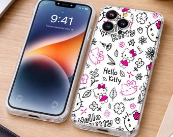 Hello Kitty Phone Case Kitty Inspired Cute Cartoon Floral Pattern Samsung iPhone Phone Cover Christmas Halloween Gifts