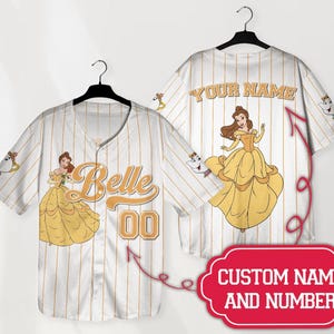 Custom Disney Princess Belle Beauty and the Beast Simple Custom Disney Baseball Jersey Disney Princess Girl Trip Matching Shirt Gifts