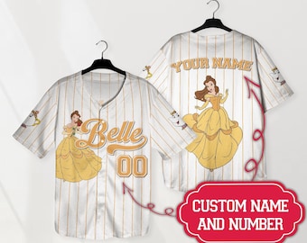 Custom Disney Princess Belle Beauty and the Beast Simple Custom Disney Baseball Jersey Disney Princess Girl Trip Matching Shirt Gifts