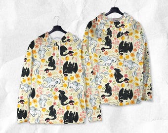 Toothless Hoodie, Light Fury Hoodie Shirt, Cute Dragon Sweatshirt, Floral Pullover, Toothless Shirt Gift