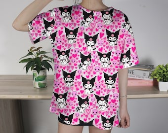 Kuromi T Shirt Unisex Graphic Tee Kawaii Cute Summer Top Casual Outfit Anime Streetwear Kuromi Shirt Gifts