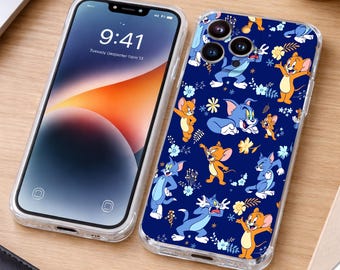 Cat and Mouse Phone Case Cute Cartoon Pattern Samsung iPhone Phone Cover Cat and Mouse Christmas Halloween Gifts