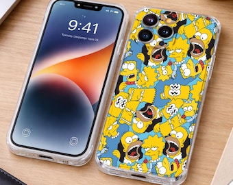 Simpson Phone Case Homer Simpson Cartoon Pattern Samsung iPhone Phone Case Cute Phone Accessories Christmas Halloween Gifts