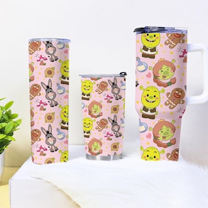 Shrek Tumbler 20oz 30oz 40oz with Handle, Cute Shrek Coffee Tumbler, Stainless Steel Insulated Travel Cup, Funny Shrek Gift