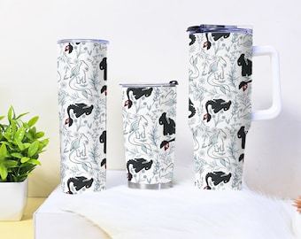 Toothless and Light Fury Tumbler, Cute Dragon Coffee Mug, Floral Toothless Travel Cup Gift, Insulated Tumbler Gift