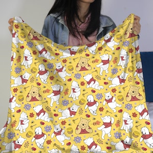 Pooh Fleece-Decke - Niedliche Winnie Pooh Fleece Decke für Kinder & Fans - Cozy Cartoon Geschenkidee