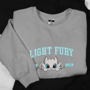 Light Fury Embroidered Sweatshirts Cartoon Movie Shirt Dragon's Couple Embroidery Shirt How To Train Your Dragon Couple Shirt Gifts
