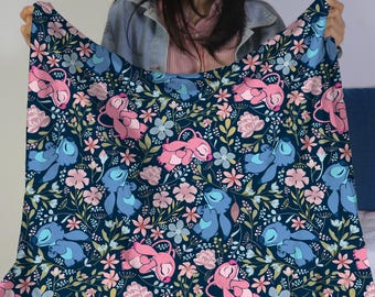 Coperta in pile Stitch – Coperta con angelo divertente – Coperta con cartone animato per bambini e adulti – Coperta morbida e accogliente, regalo