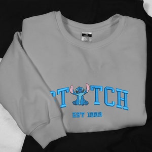 Stitch Embroidered Sweatshirts Cartoon Movie Embroidery Shirt Stitch Shirts Gifts