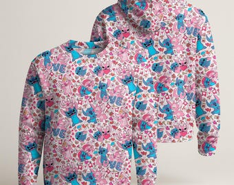 Sudadera con capucha Stitch Angel, Sudadera con capucha para parejas de San Valentín, Sudadera Stitch, Camiseta Stitch de regalo