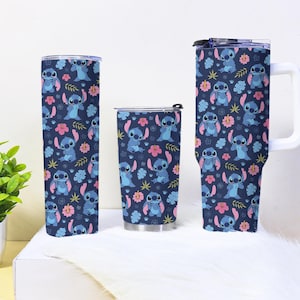 Stitch Inspired Insulated Tumbler Unique Travel Mug Stitch Alien Fans Stainless Steel Cup with Lid Stainless Steel Travel Mug Unique Gifts