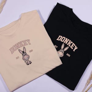 Donkey Embroidered Tshirt Donkey Cartoon Characters Embroidered Shirt Gifts