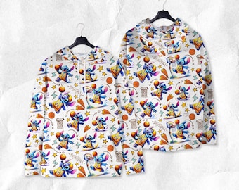 Stitch Basketball Hoodie, Cute Stitch Emotes Hoodie, Funny Cartoon Hoodie, Sports Style Hoodie, Halloween Stitch Shirt