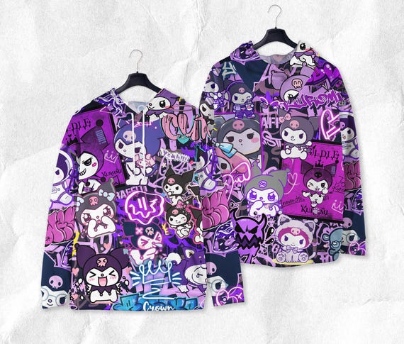 Kuromi Hoodie Shirt Tropical Cute Hoodie Shirt Kuromi Sweatshirt Hello Kitty Shirt Gifts