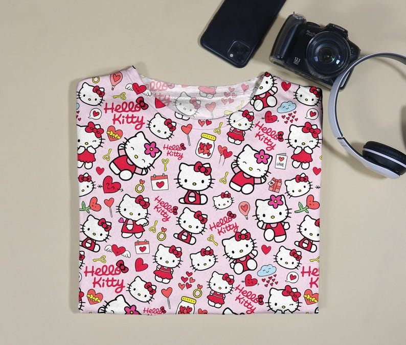 Hello Kitty T-Shirt Cute Kitty Shirt Pink Kawaii Graphic Tee Unisex Tshirt Birthday Outfit Funny Family Shirt Hello Kitty Gifts image 8