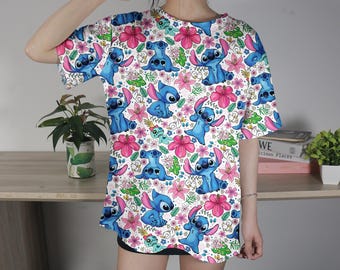 Stitch Shirt Aloha Tropical T-Shirt Funny Family T-Shirt Summer Unisex Tshirt Hibiscus Stitch Shirt Gifts