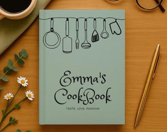 Personalized Recipe Book, Hardcover Custom Recipe Journal, Customized Notebook – Family Cookbook, Blank Cooking Journal, Cookbook Gift