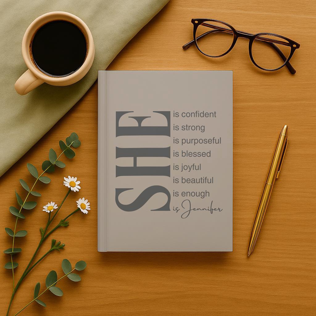 SHE Is Me Journal, Custom Journal With Name, Personalized Notebook, Self Care Notebook, Healing Journal, Inspirational Gift for Women