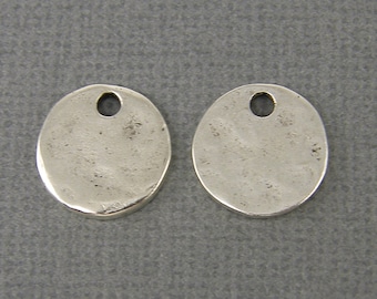 Small Silver Stamping Blank Antique Silver Round Circle Tag Mini Tiny Textured Layering Pendant Hammered Disc Pendant Charm |NU3-3|2 XN
