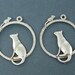 6 Pcs Silver Cat Earring Findings Round Cat Pendant Antique Silver Cat and Mouse Hoop Earring Dangles |S15-5|6
