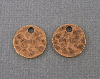 Small Copper Stamping Blank Antique Copper Round Circle Tag Mini Tiny Textured Layering Pendant Hammered Disc Pendant Charm |NU3-1|2 XN