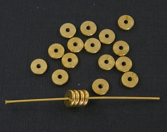 20 Pcs 4mm Brass Rondelle Beads, Metal Spacer Beads, Brass Spacers, Rondell Beads, Round Brass Connector Beads, Raw Brass Findings |G20-13