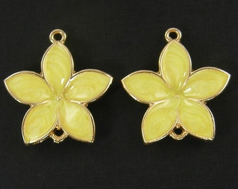 Yellow Flower Earring Connectors, Yellow Gold Flower Jewelry Bracelet Necklace Link Connector |G3-10|2